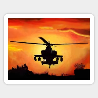 AH-64 Apache Helicopter Oil Painting Sticker